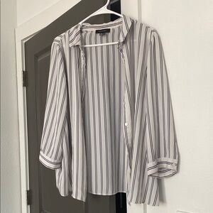 Striped silky blouse - White/Navy